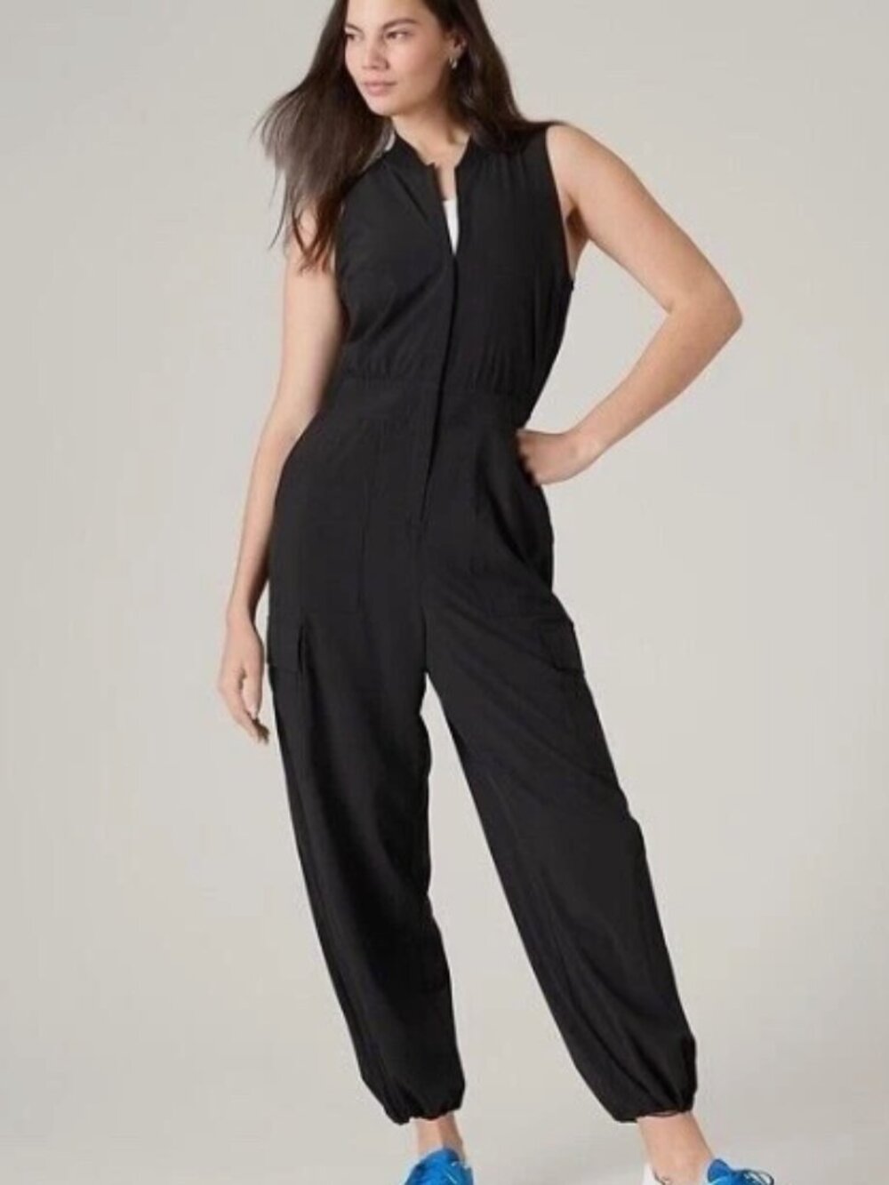 Athleta Brooklyn Utility Jumpsuit Black Size 10 NWT